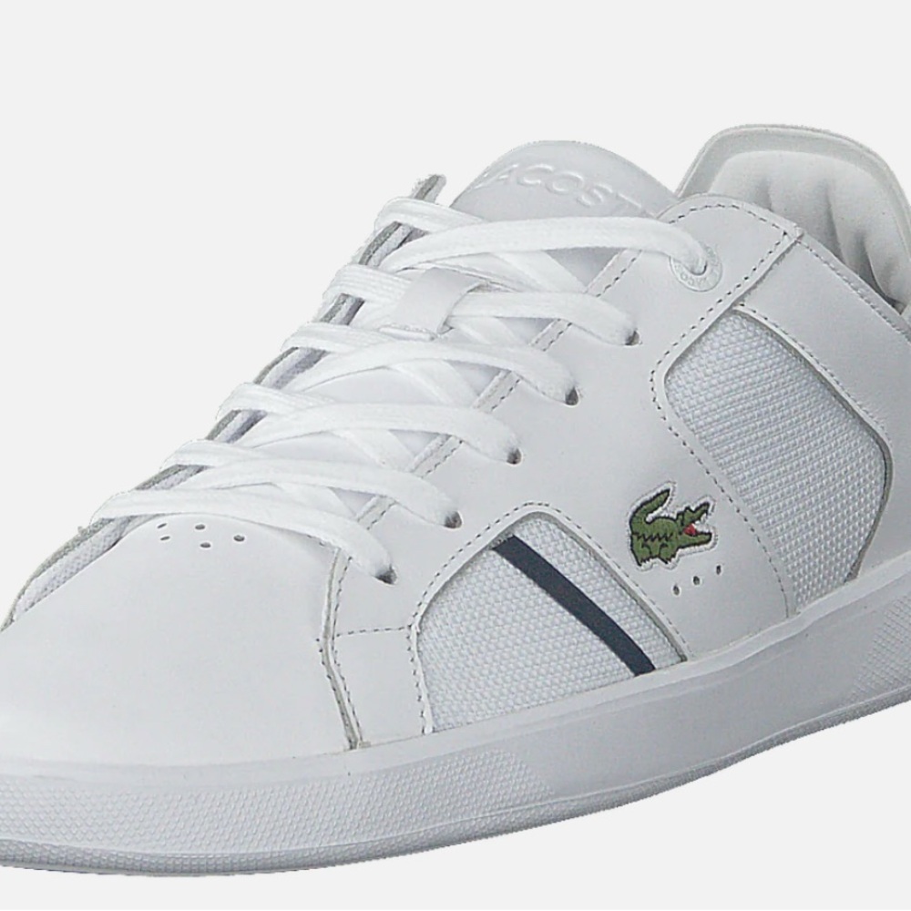 Lacoste WHITE Leather alligator shoe us 11.5 stripe logo 11.5 boat europa